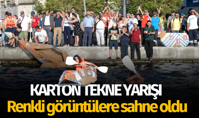 Körfezde karton tekne yarışı renkli görüntülere sahne oldu