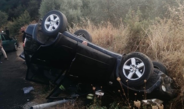 Turgutlu'da kaza: Takla atan otomobilin sürücüsü yaralandı
