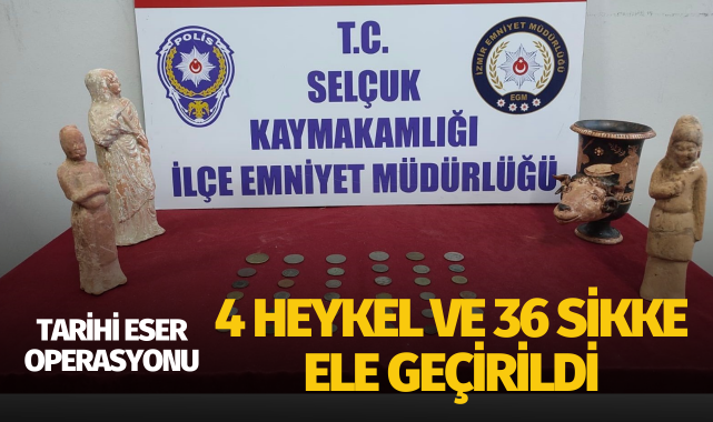 Tarihi eser operasyonu: 4 heykel ve 36 sikke ele geçirildi!