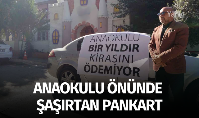 Anaokulu önünde şaşırtan pankart