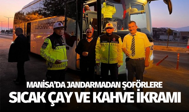 Jandarmadan şoförlere sıcak çay ve kahve ikramı