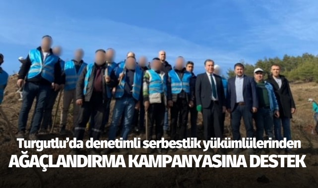Turgutlu'da denetimli serbestlik yükümlülerinden ağaçlandırma kampanyasına destek