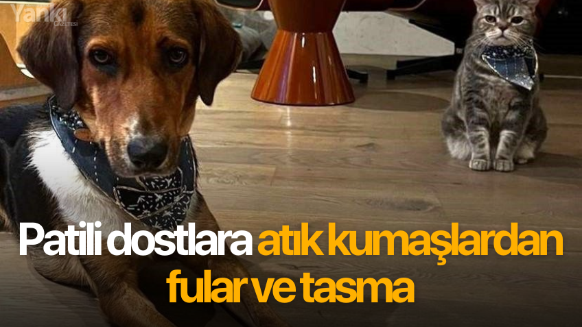 Patili dostlara atık kumaşlardan fular ve tasma