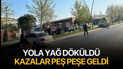 Yola yağ döküldü! Araçlar yoldan çıktı