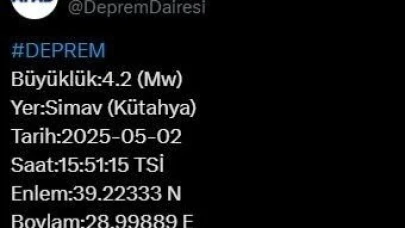 Kütahya’da 4,2 büyüklüğünde deprem