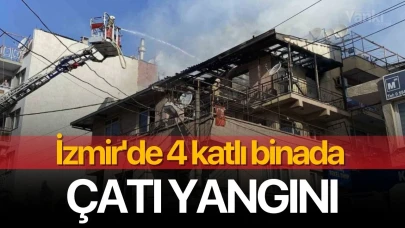 İzmir'de 4 katlı binada çatı yangını