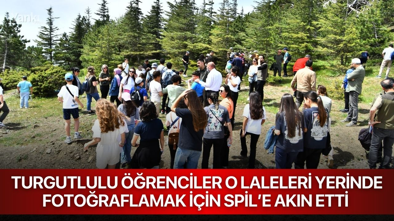 Turgutlulu öğrenciler o laleleri yerinde fotoğraflamak için Spil’e akın etti