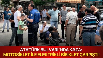 Atatürk Bulvarı’nda kaza: Motosiklet ile elektrikli bisiklet çarpıştı!
