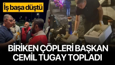 İzmir'de biriken çöpleri belediye başkanı Tugay topladı