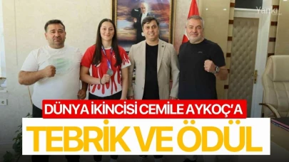 Dünya ikincisi Cemile Aykoç’a tebrik ve ödül