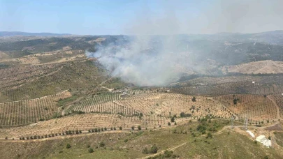 İzmir’de ormanlık alanda yangına havadan ve karadan müdahale başladı