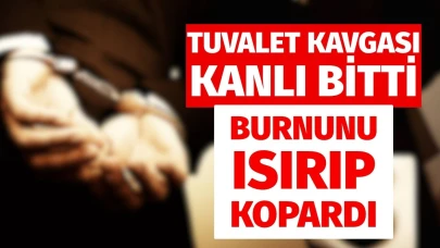 Tuvalet kavgası kanlı bitti! Burnunu ısırıp kopardı