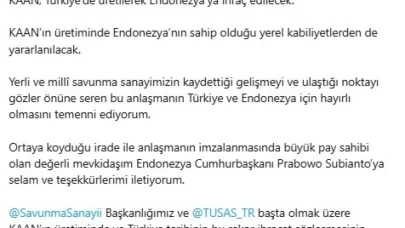 Cumhurbaşkanı Erdoğan duyurdu: Türkiye’den Endonezya’ya 48 KAAN’lık tarihi ihracat