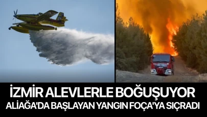 İzmir Alevlerle Boğuşuyor: Aliağa'da başlayan yangın Foça'ya sıçradı
