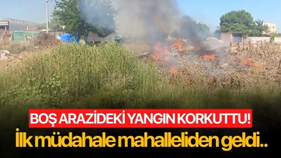 Boş arazideki yangın korkuttu! İlk müdahale mahalleliden geldi..