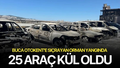 Buca Otokent'e sıçrayan orman yangında 25 araç kül oldu