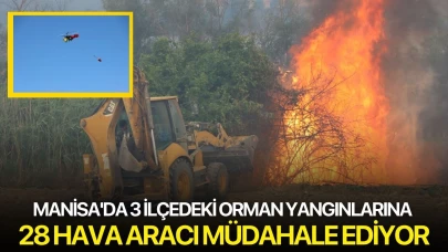 Manisa'da 3 ilçedeki orman yangınlarına 28 hava aracı müdahale ediyor