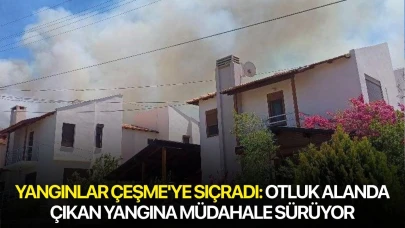Yangınlar Çeşme'ye sıçradı: Otluk alanda çıkan yangına müdahale sürüyor