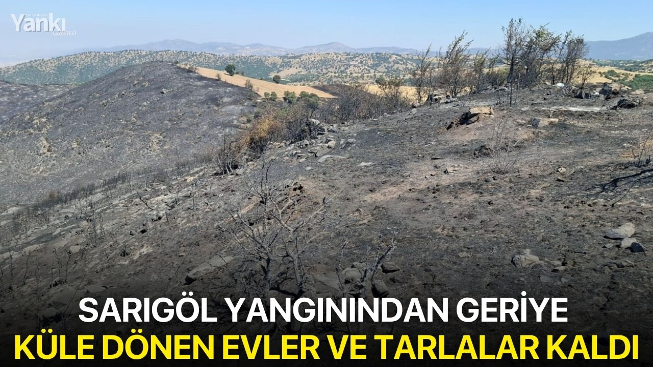 Sarıgöl yangınından geriye küle dönen evler ve tarlalar kaldı