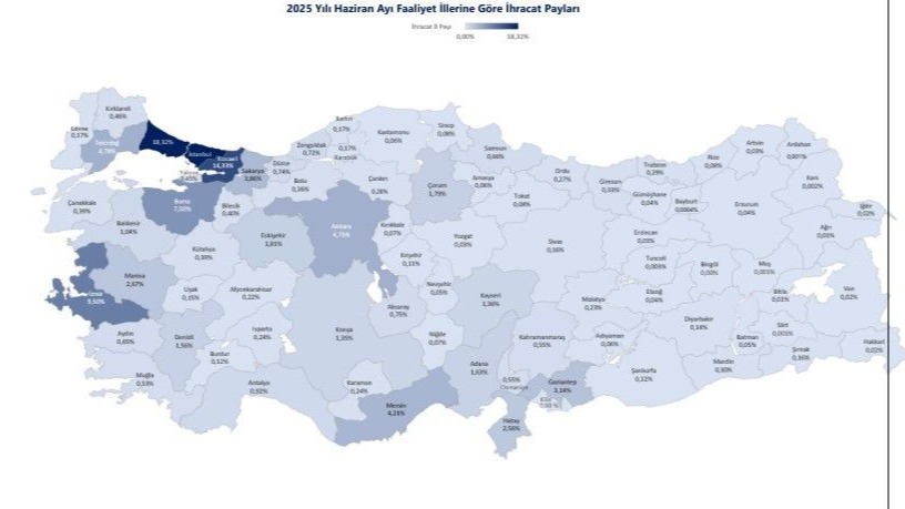 Ticaret Bakanlığı 2025 yılının ilk yarısında ihracatta ‘İllerin Performansı’nı çıkardı