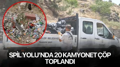 Spil Yolu'nda 20 kamyon çöp toplandı