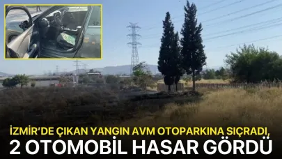 İzmir’de çıkan yangın AVM otoparkına sıçradı, 2 otomobil hasar gördü
