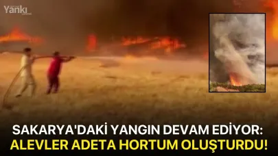Sakarya'daki yangın devam ediyor: Alevler adeta hortum oluşturdu!