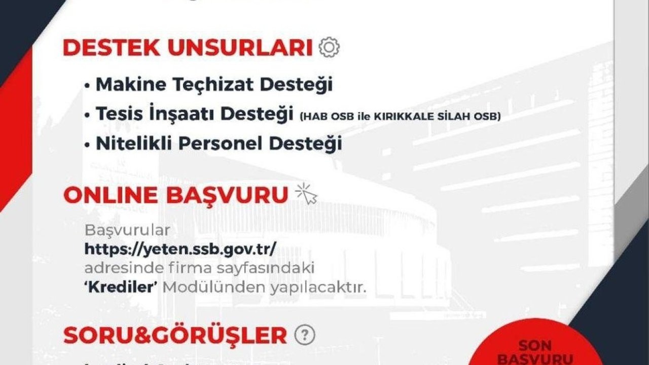 SSB tarafından 2025 yılı kredi talebi çağrısı yayınlandı