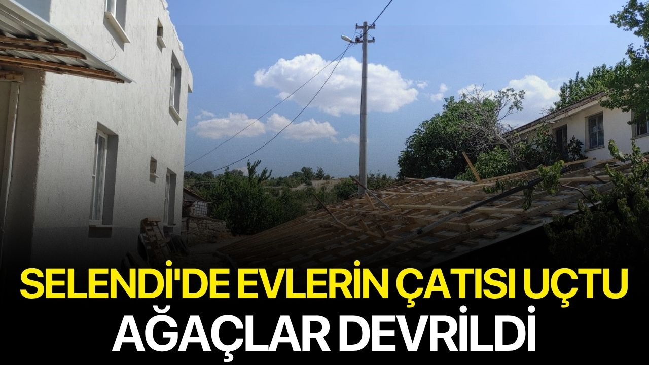 Selendi'de Evlerin çatısı uçtu ağaçlar devrildi