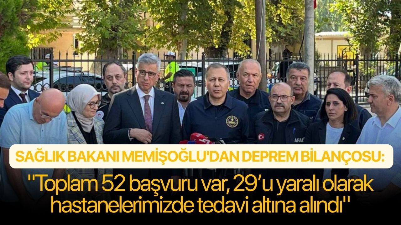 Sağlık Bakanı Memişoğlu'dan deprem bilançosu: "Toplam 52 başvuru var, 29’u yaralı olarak hastanelerimizde tedavi altına alındı"