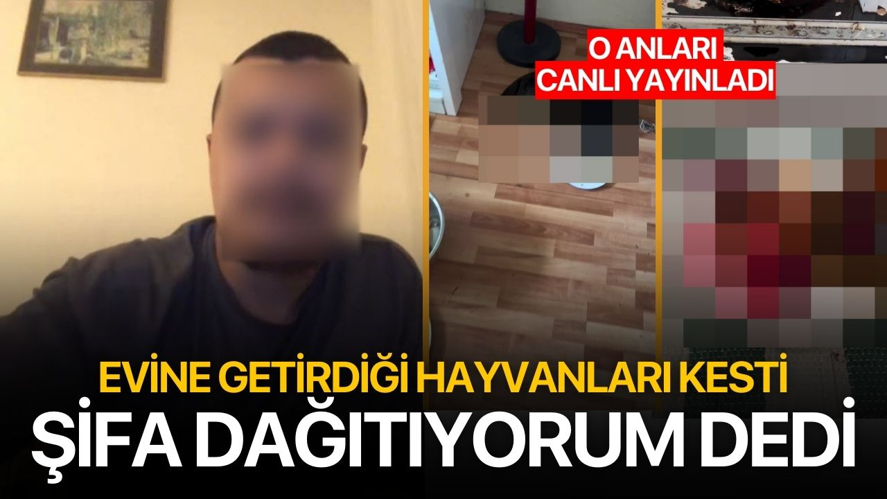 Evinde hayvanları keserek ayin yaptı