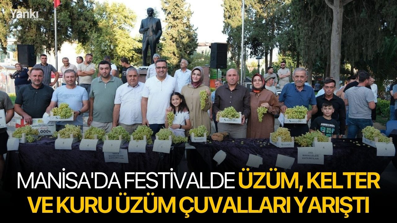 Manisa'da festivalde üzüm, kelter ve kuru üzüm çuvalları yarıştı