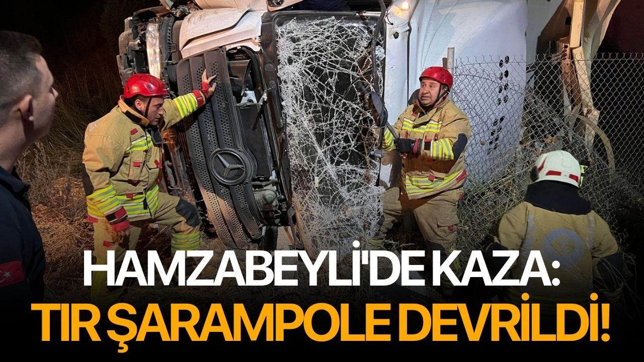 Hamzabeyli'de kaza: TIR şarampole devrildi!