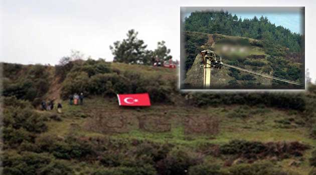Dağdaki 'OGM"' yazısı 'PKK' ile değiştirildi