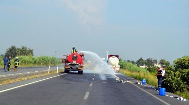 Gaz kaçıran LPG yüklü tanker paniğe neden oldu