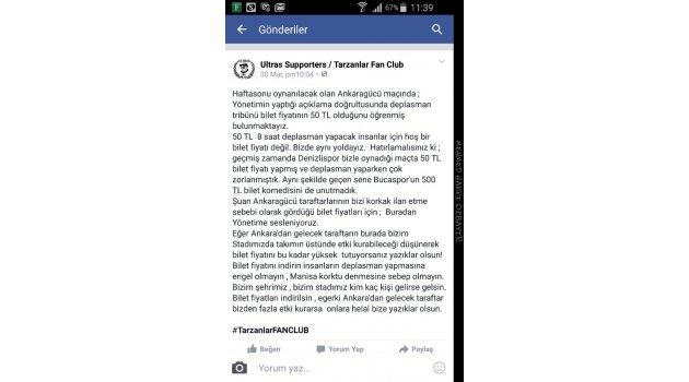 Manisaspor taraftarından alkışlanacak tavır