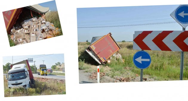 Ölüm Kavşağı'nda TIR yoldan çıktı