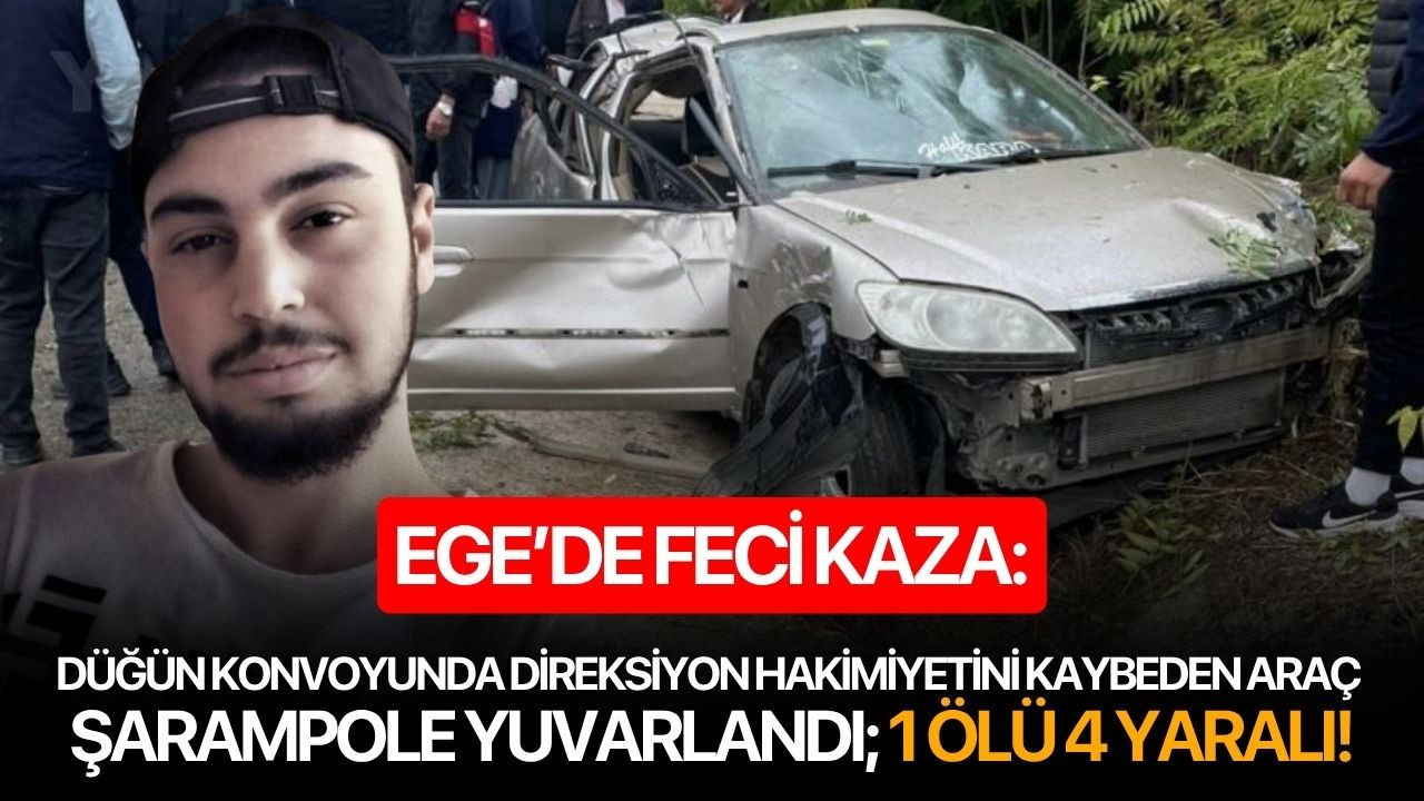 Düğün konvoyunda direksiyon hakimiyetini kaybeden araç şarampole yuvarlandı; 1 ölü 4 yaralı!