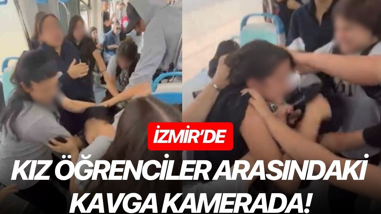 İzmir’de kız öğrenciler arasındaki kavga kamerada!