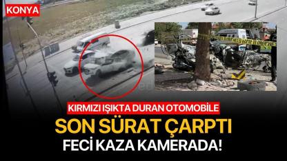 Kırmızı ışıkta duran otomobile arkadan son sürat çarptı