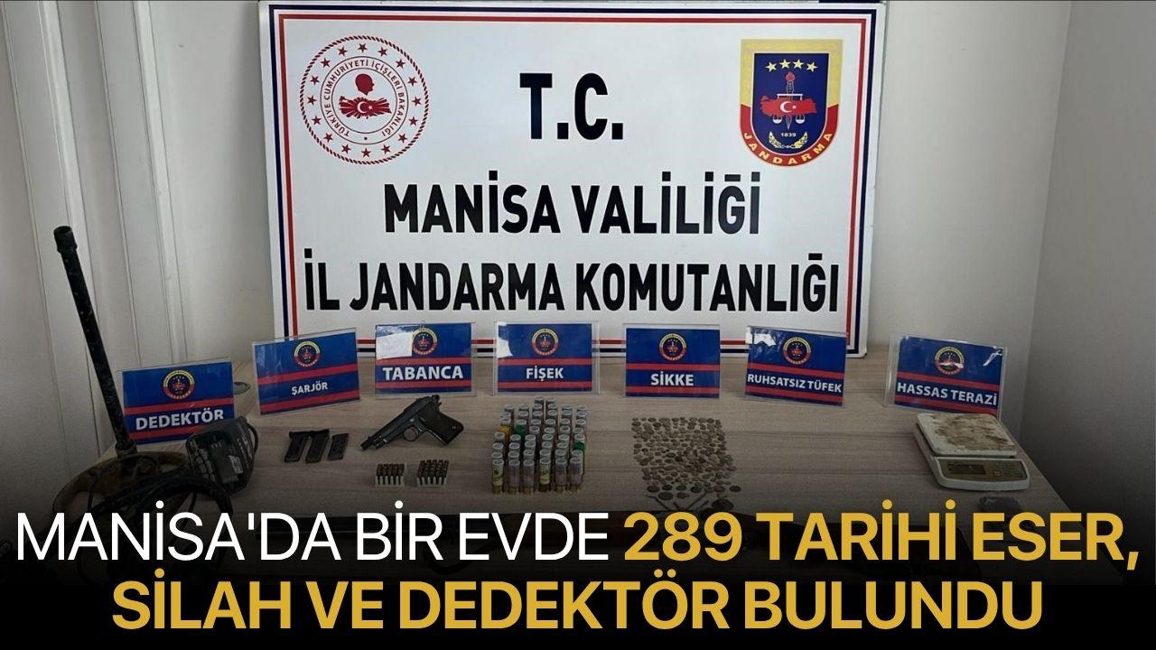 Manisa'da bir evde 289 tarihi eser, silah ve dedektör bulundu