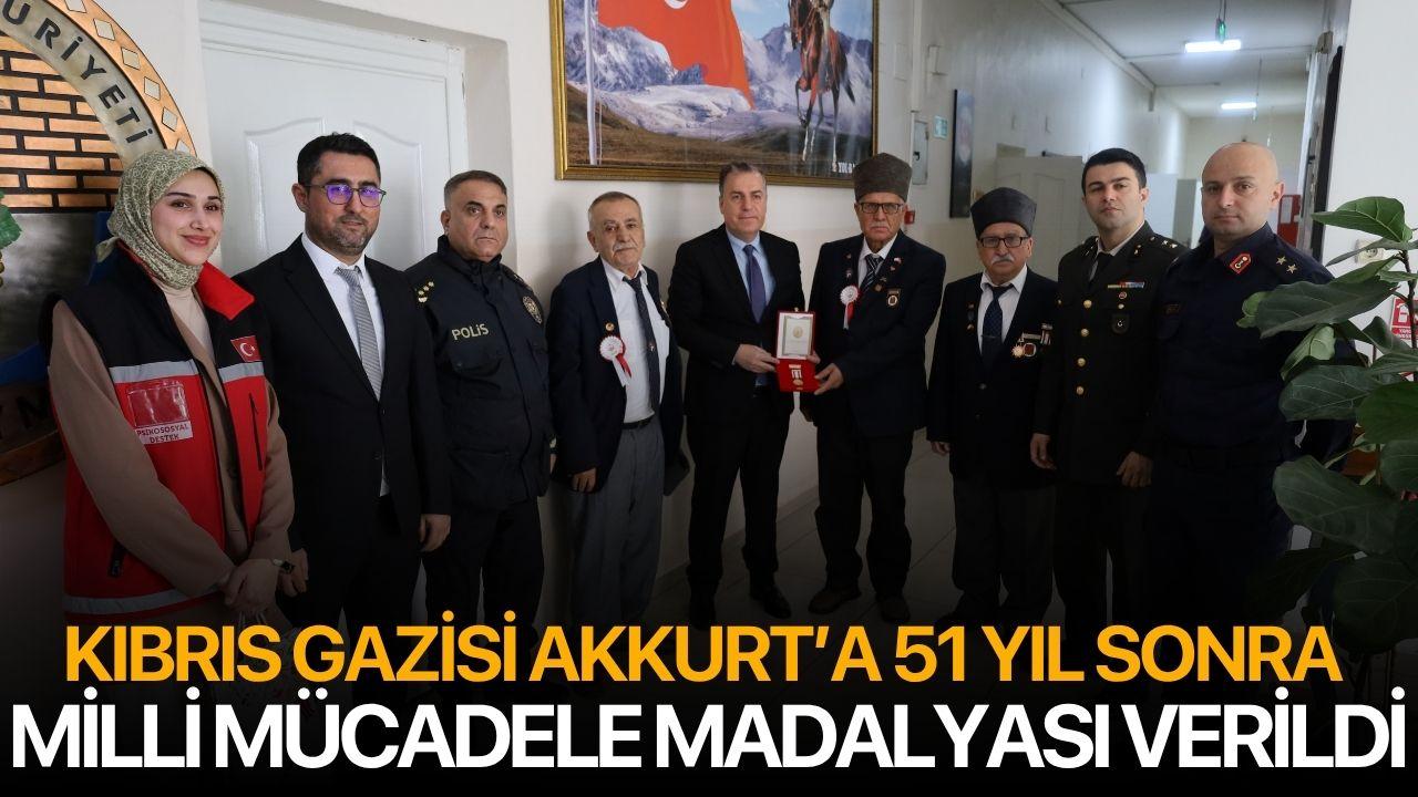 Kıbrıs Gazisi Akkurt’a 51 Yıl Sonra Milli Mücadele Madalyası Verildi