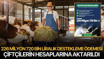 226 Milyon 720 Bin Liralık Destekleme Ödemesi Çiftçilerin Hesaplarına Aktarıldı