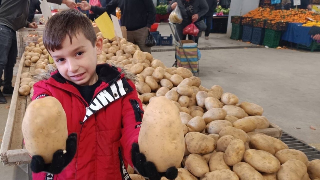 Manisa'da pazarda dev patatesler dikkat çekti!