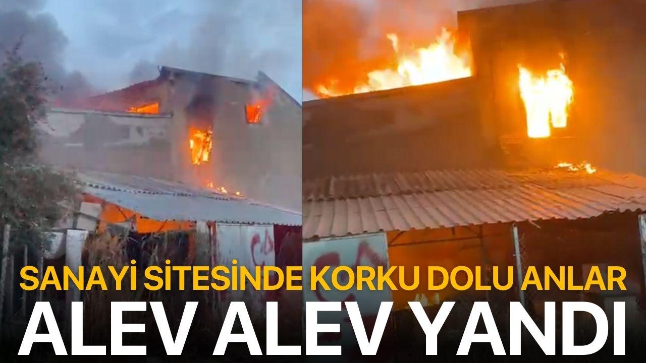 Sanayi sitesinde korku dolu anlar! Alev alev yandı