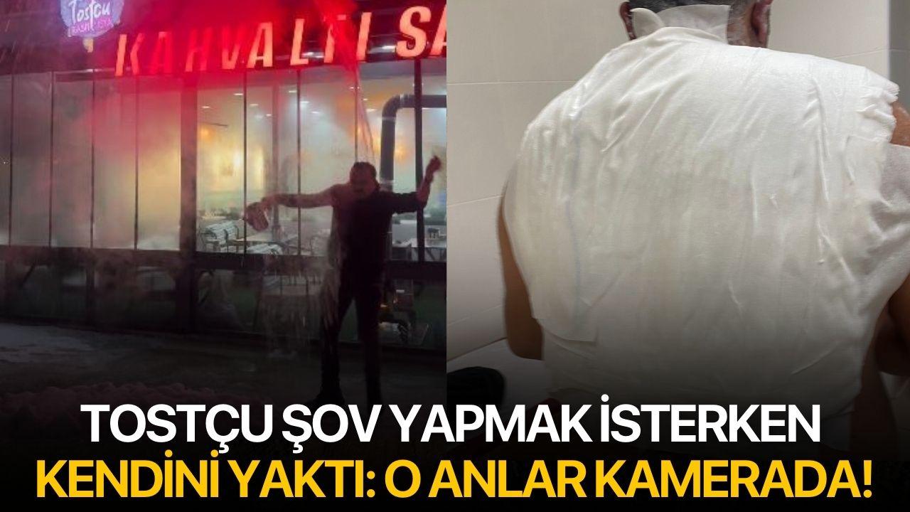 Tostçu şov yapmak isterken kendini yaktı: O anlar kamerada!