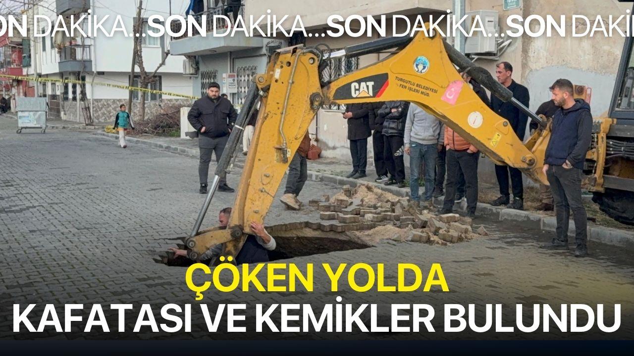 Yağmur sonrası çöken yolda kafatası ve kemikler bulundu