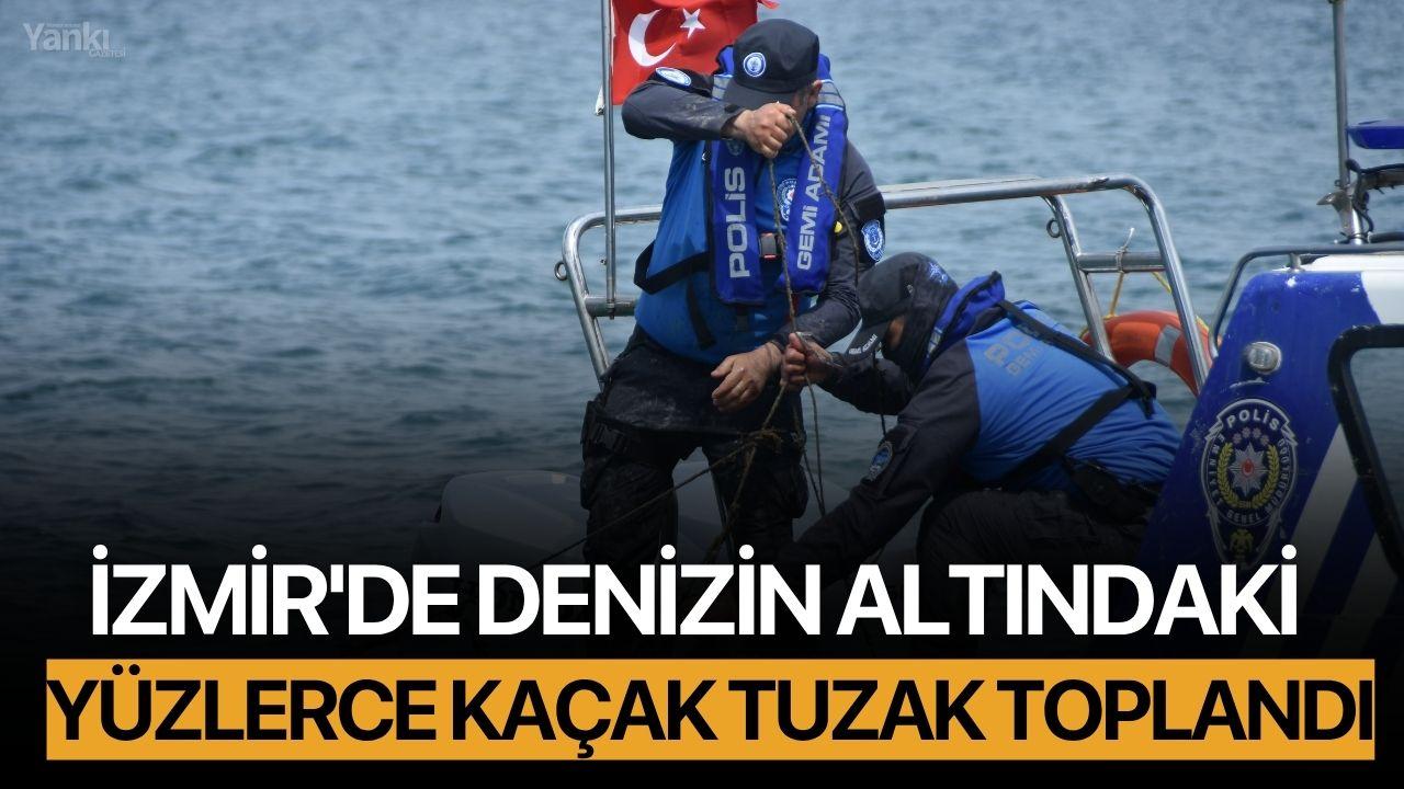 İzmir'de Denizin Altındaki Yüzlerce Kaçak Tuzak Toplandı
