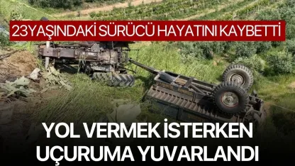 Yol vermek isterken uçuruma yuvarlandı