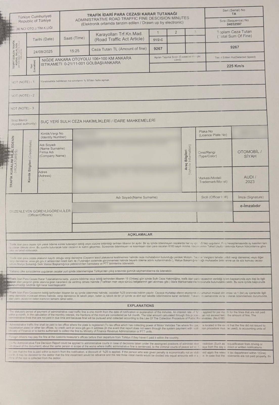 Hız sınırı aşmıştı! Bakan Uraloğlu’na trafik cezası kesildi